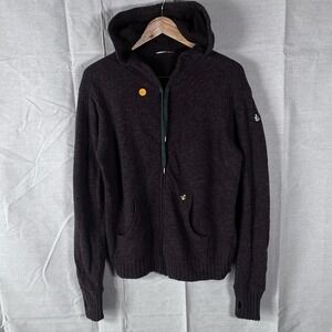 Live.Better.Ever 100% Lambswool Full Zip Hoodie Sweater Mens Dark Brown 70122-C